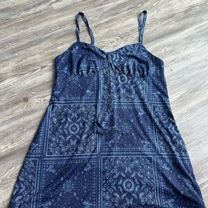 Navy Blue Patterned Dress